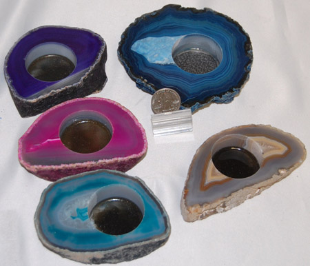 Image of agate thick slab candleholders